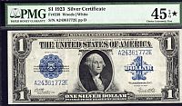 Fr.238, 1923 $1 Silver Certificate, Woods-White, PMG45-EPQ-Superior